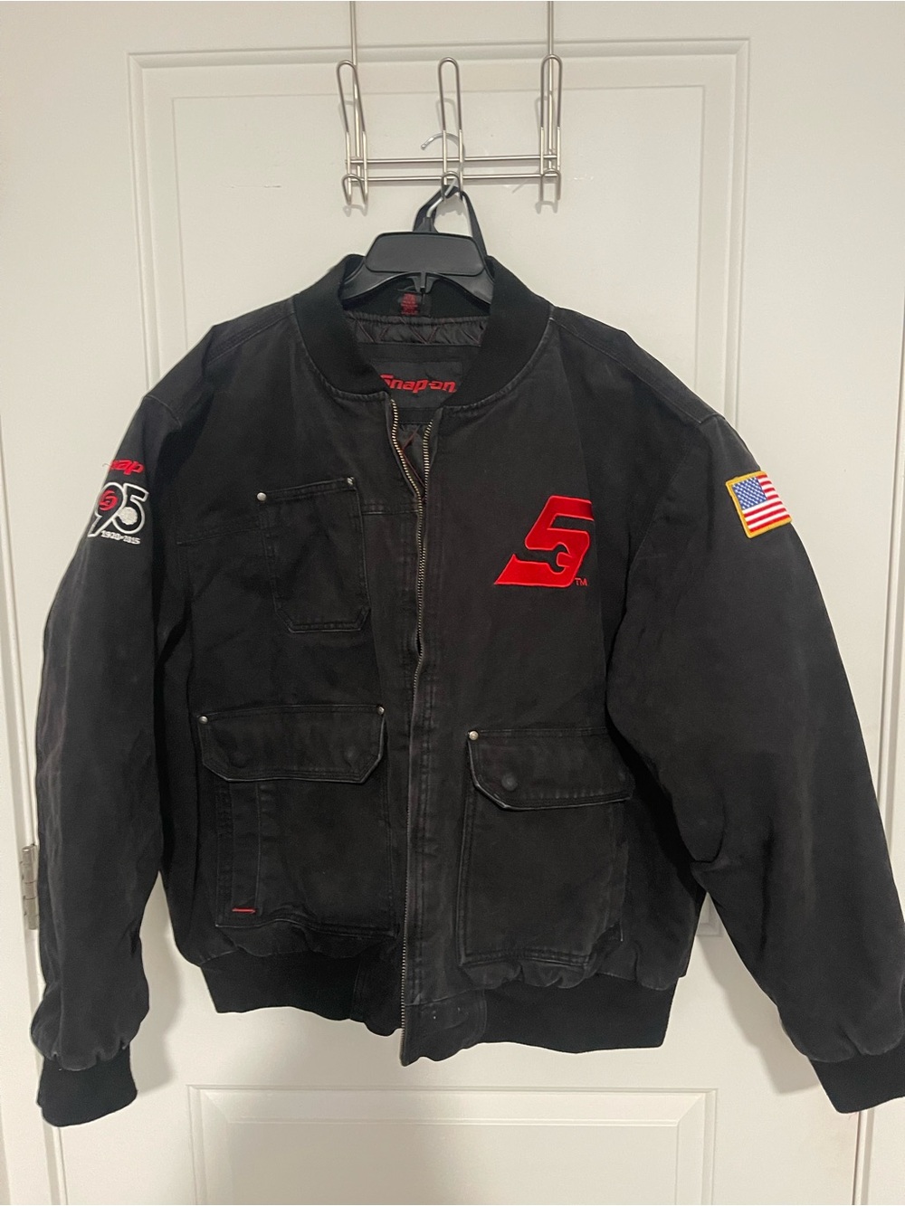Snap On Tools Coat Men's 2XL
Black 95th Anniversary Flag Work
Quilt Lined